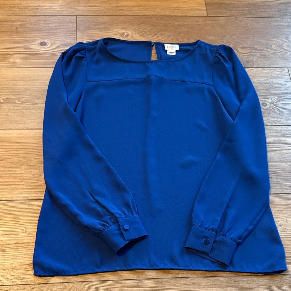 J. Crew Women's Royal Blue Long-Sleeve Blouse